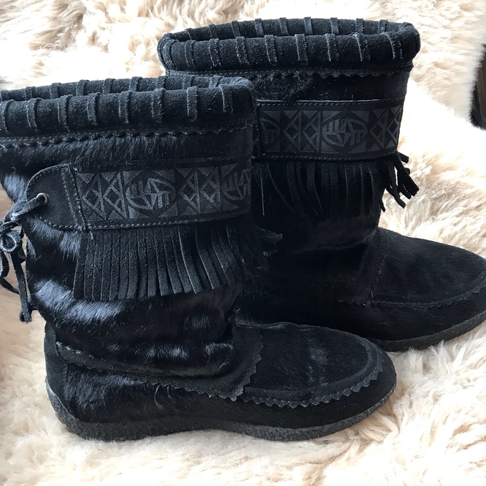 Tecnica Vintage Goat Hair Après-ski Boots, Black, size 8, EU 38